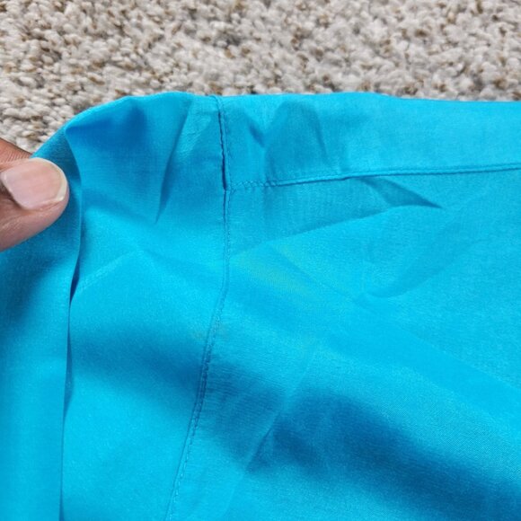 LAUREN Ralph Lauren Shirt Womens Medium Blue Silk Button Up Long Sleeve Stains - Picture 10 of 11